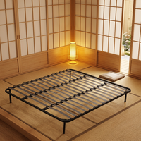 Lit King Size de Luxe avec Cadre, Table de Chevet et Commode en Bois de Hêtre et Métal Cuivré, Surface à Lattes Lisses, Durable et Écologique