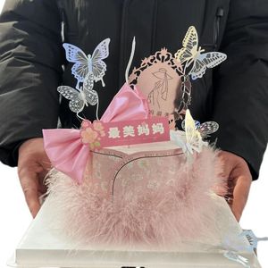 Honey And Sweetness Mother's Day Cake Decoration Acrylic <b>Mirror</b> Heart Ornament Cake Plugin For Party Decor - Product Image 5