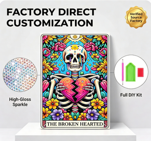 Kit de Peinture Diamant 5D Songwoo Expédition Rapide pour Adultes, Thème Gothique Tarot : Diamant Cœur Brisé et Squelette Floral Coloré - Product Image 1