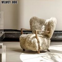 Nouvelle arrivée Fauteuil en tissu laine de mouton Woolf - Moderne et confortable, siège unique, fauteuil élégant pour salon