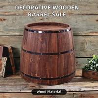 Demi-baril de vin en chêne carbonisé antique pour cuves à boissons de cave Décoration murale Occasions de fête Seaux à glace de barre de couleur rouge