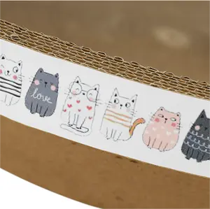 MEOW LOVE PET Wear-Resistant Corrugated Paper Cat Scratch Board Round Cat Nest Type Cat Scratch Board