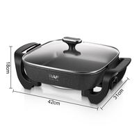 RAF R.5440 6L 1200W Marmite Électrique Carrée Antiadhésive avec Couvercle en Verre et Bouton de Contrôle, Chauffage Rapide et Uniforme, Idéale pour la Cuisson Familiale sur Table