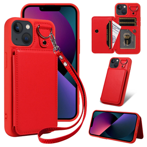 Étui de téléphone portable antichoc pour <span class=keywords><strong>iPhone</strong></span> 14/13, 3 emplacements pour cartes et poche pour argent liquide, blocage RFID, avec cordon et béquille, vente en gros - Product Image 2