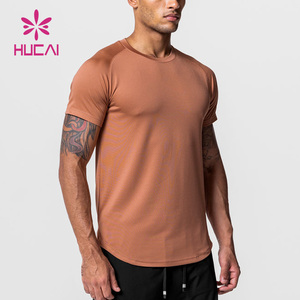 Logo personnalisé incurvé ourlet fendu Spandex séchage rapide musculaire coupe ajustée vêtements de sport t-shirt hommes Fitness course Compression chemises de gymnastique - Product Image 6