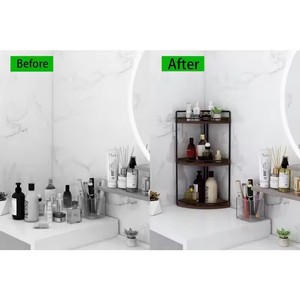 Organizador de baño de esquina de 3 niveles, encimera para almacenamiento, bandeja de tocador, organizador de mostrador de madera para cocina, tocador de baño - Product Image 5