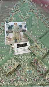 Shalwar Kameez de Seda con Espejos y Teñido a Mano, Edición de Boda India-Pakistaní, Color Verde, Última Moda, Gran Venta - Product Image 6