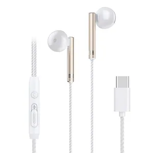 Mosiddun C型金属耳机入耳式耳机音量控制有线控制重型立体声低音耳罩耳机USB C耳塞