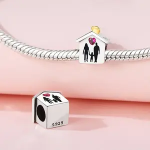 Colgantes de letras de alta calidad para niños con diseño de árbol tecnológico, de circonita, chapados en plata y oro rosa, bonitos, para joyería DIY, de lujo ligero certificado - Product Image 2