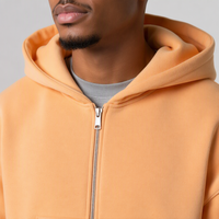 Ensemble de sweats à capuche zippés en molleton pour marque privée, style streetwear, taille élastique, couleur abricot vintage, pour le sport, vente en gros, fournisseur populaire