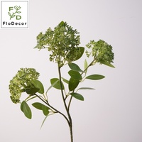 Nouveautés : Bouquet de 3 tiges de sédues artificielles en plastique de 80 cm avec mini-boules de baies vertes pour décoration de mariage, de fête ou de maison