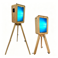 Custom Vintage Retro Dubbelzijdige Houten iPad Selfie Fotohokje, Draagbare Houten Fotocabine voor Evenementenverhuur