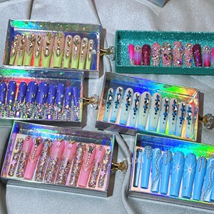 Private Label Luxury Long Press on Nail Soft Gel personalizzato fatto a mano Extra lungo artificiale finte Nail Set finte Ongles all'ingrosso - Product Image 6