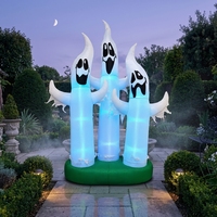 Trois mains de fantôme gonflables lumineuses pour Halloween, idéales pour la décoration extérieure de jardin, de cour, de fête d'horreur, ou comme modèle d'exposition de festival