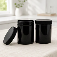 Pot de stockage vide en plastique noir de 1000 ml avec couvercle à vis pour crème cosmétique, gommage corporel, masque capillaire, conteneur personnalisable avec logo