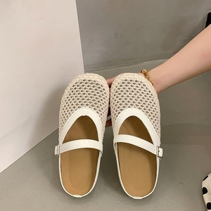 Sandalias planas de malla hueca estilo coreano para mujer, novedad de verano, para exteriores, tipo zueco de pesca, calzado de media cubierta - Product Image 4