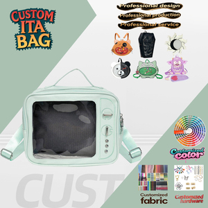 Tùy chỉnh thiết kế retro hình dạng TV cửa sổ trong suốt hoạt hình chân hiển thị ITA Túi ba lô nhà sản xuất - Product Image 1