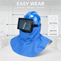 Born Machinery Combo de protection pour sablage : Casque de sécurité ABS 180x110mm avec visière transparente double couche + Écharpe en toile anti-poussière