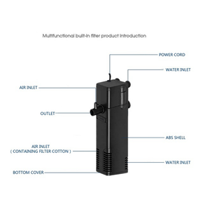Klein 3-in-1 plastic aquariumfilter met laag waterstand, onderwater, ingebouwde zuurstofgenerator en waterzuivering - Product Image 4
