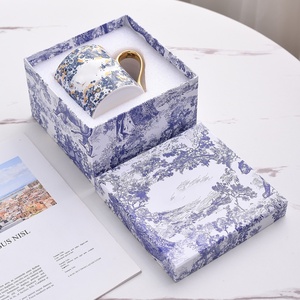 Luxury Porcelain Blue Drinking ware <b>Set</b> cup and saucer Plates for Weddings Gifts - Product Image 3