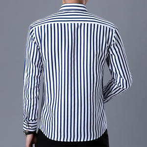 <span class=keywords><strong>Camicia</strong></span> estiva da <span class=keywords><strong>uomo</strong></span> <span class=keywords><strong>a</strong></span> manica lunga stampata <span class=keywords><strong>a</strong></span> <span class=keywords><strong>righe</strong></span> verticali di colore rosso blu di utilità di moda Casual per <span class=keywords><strong>uomo</strong></span> d'affari - Product Image 3