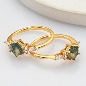 Anillo <span class=keywords><strong>de</strong></span> Compromiso y <span class=keywords><strong>Boda</strong></span> <span class=keywords><strong>de</strong></span> Plata <span class=keywords><strong>de</strong></span> Ley 925 con Ágata Musgosa <span class=keywords><strong>para</strong></span> Mujer, Joyería Fina <span class=keywords><strong>de</strong></span> Lujo - Product Image 5