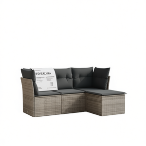 Ensemble de canapés de jardin en rotin gris 4 places, résistant aux intempéries, design contemporain - Product Image 1