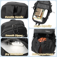Sac à dos de sport fonctionnel pour le basketball, résistant, imperméable, en nylon, avec sangle réglable, compartiment antivol pour chaussures, personnalisable, 27L, avec logo