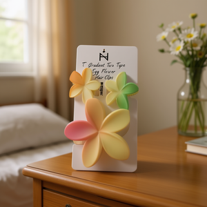 Pinzas para el Cabello con Diseño de Flor de Huevo en Degradado de Dos Tonos, 10 cm, Moda Femenina, Plástico, Embalaje de Cartón Informal - Product Image 2