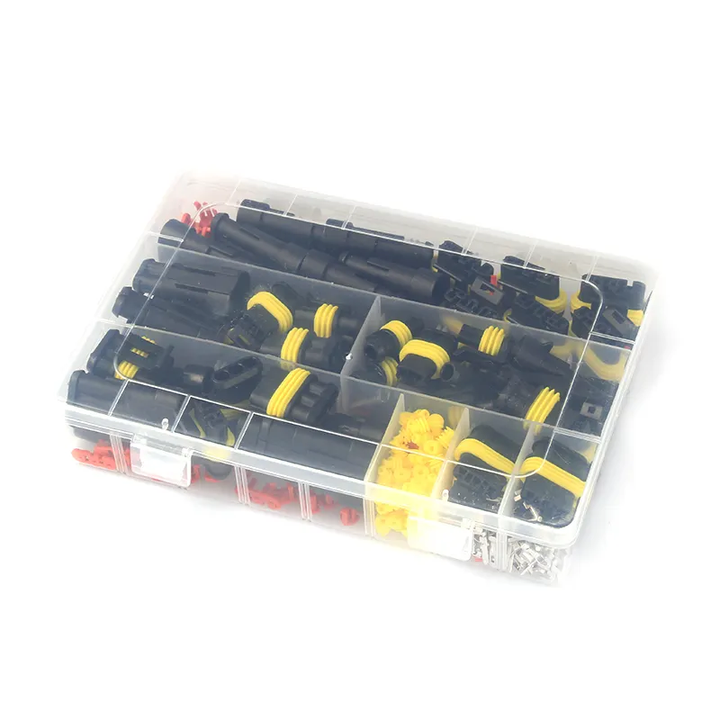 352PCS 1/2/3/4/5/6 Pin Waterproof Electrical Wire Connector Plug Terminals Heat Shrink Quick Locking Wire Harness Sockets