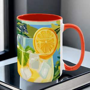 Image personnalisée Grande tasse en grès coloré de 15oz avec design moderne lavable au lave-vaisselle et au micro-ondes Fabriquée aux États-Unis pour les cadeaux promotionnels professionnels - Product Image 5