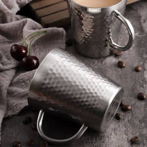 304 Stainless Steel <b>Double</b> <b>Wall</b> Coffee <b>Mug</b> Straight Cup Vacuum Insulated For Tea Beer Milk Breakfast Use - Product Image 1