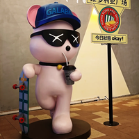 Escultura de Oso de Fibra de Vidrio Personalizada OEM, Estatua de Personaje de Dibujos Animados de Tamaño Real para Decoración de Eventos en Centros Comerciales y Parques Temáticos