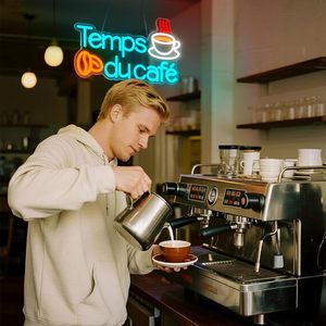 Enseigne néon LED « Coffee Time » pour décoration murale, éclairage de porte, enseignes néon LED personnalisées Temps Du Café - Product Image 4