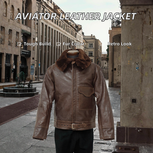 Veste en <span class=keywords><strong>cuir</strong></span> d'<span class=keywords><strong>aviateur</strong></span> pour homme, style B2, col en fourrure de mouton, bombardier, pilote, veste vintage, <span class=keywords><strong>cuir</strong></span> véritable, teinture unie - Product Image 2