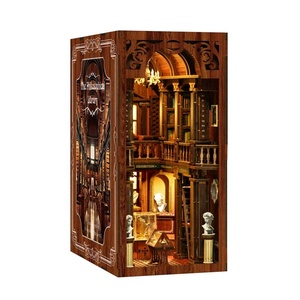 2025 éducatif éternel librairie bricolage à la main maison de poupée bois Puzzle jouets livre coins avec lumière bâtiment modèle jouets livre coin - Product Image 2