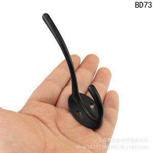 Black Zinc Alloy <b>Wall</b> <b>Hook</b> BD73 Coat <b>Hook</b> 95mm Length Durable Single <b>Hook</b> For <b>Wall</b> Or Door Mounting - Product Image 4