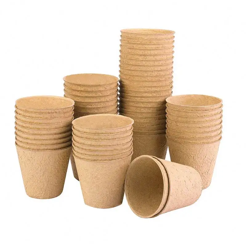 Q0103 Biodegradable Pulp Seedlings tray disposable Flower Seed Planter Round Paper Pulp Nursery Pots