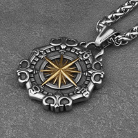 Punk nordique Viking boussole océan Anti Non ternissement étanche en acier inoxydable mode bijoux pendentif colliers pour hommes en gros