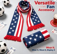 Écharpe de supporter de football des États-Unis 6*50 pouces, drapeau USA, bleu marine, rouge, blanc, accessoire pour supporter de football, jour de match au stade