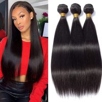 Cabello Humano Virgen Chino Liso 15A, 100% Sin Procesar, Doble Trama a Máquina, Suave, Aspecto Natural, Uso Diario, Color Natural