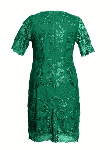 Ultimo Modello di Abito Plus Size da Donna, Vestito Midi con Scollo a O, Taglie L-5XL, <span class=keywords><strong>Elegante</strong></span> Abito da Sera in Pizzo e Rete, <span class=keywords><strong>Abbigliamento</strong></span> Femminile Sexy - Product Image 6