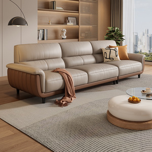 Bộ ghế <span class=keywords><strong>sofa</strong></span> mô-đun bằng da thật kiểu Ý, chân thép không gỉ, thiết kế hiện đại, đệm mút, có thể làm giường đơn cho không gian nhỏ - Product Image 1