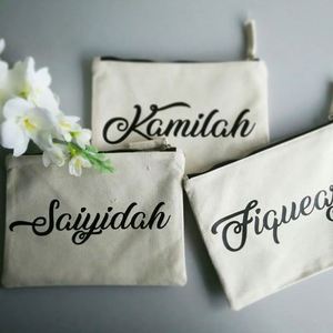 Personalized Printed <b>Plain</b> Travel Toiletry Cosmetic Pouch Bag Organic Cotton Cosmetic Makeup Pouch Bag <b>Canvas</b> Pouch With Zipper - Product Image 5