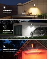 Lampu Sensor Gerak Luar Ruangan, Lampu Luar Ruangan Bertenaga Baterai 10000mAh Isi Ulang 600 Lumen dengan 3 Mode, 3 Suhu Warna