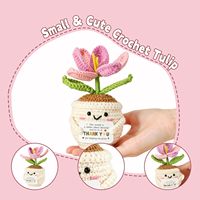 VQZHIF pour mini-tulipes au crochet en coton, cadeaux de remerciement pour femmes, décoration florale tricotée positive, appréciation pour les enseignants