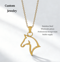 Collier en acier inoxydable avec silhouette de tête de cheval, bijoux sur le thème des animaux, unisexe, cadeau pour fête, anniversaire