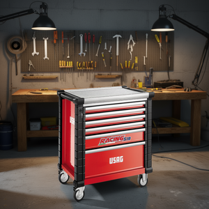 Armoire à outils Usag Racing 519 à 6 tiroirs rouge, armoire de rangement roulante pour atelier - Product Image 3