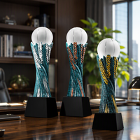 Trophée personnalisé en cristal sculpté, écologique, pour les compétitions sportives de football, de golf, de billard, de volley-ball, or, argent, bronze