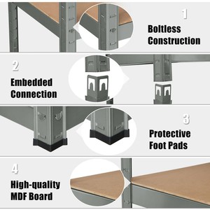 Estanterías de Almacenamiento de Acero para <span class=keywords><strong>Garaje</strong></span>, Estantería Metálica Ligera de 5 Niveles, Estantería Industrial Apilable, Estantería Sin Pernos, Estantería Galvanizada - Product Image 5